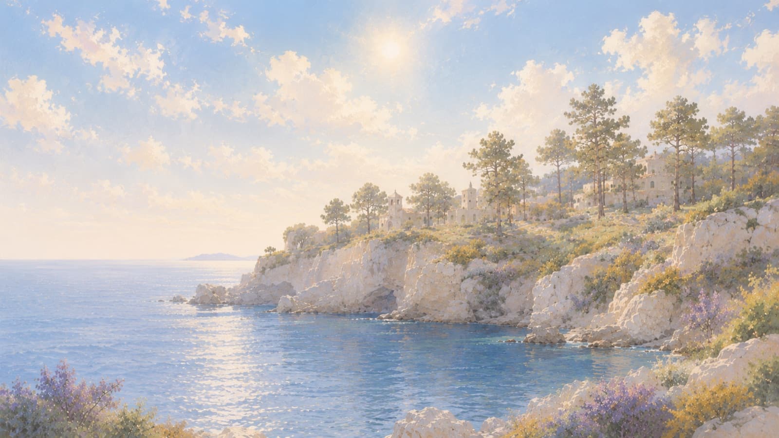 Pine headland at noon