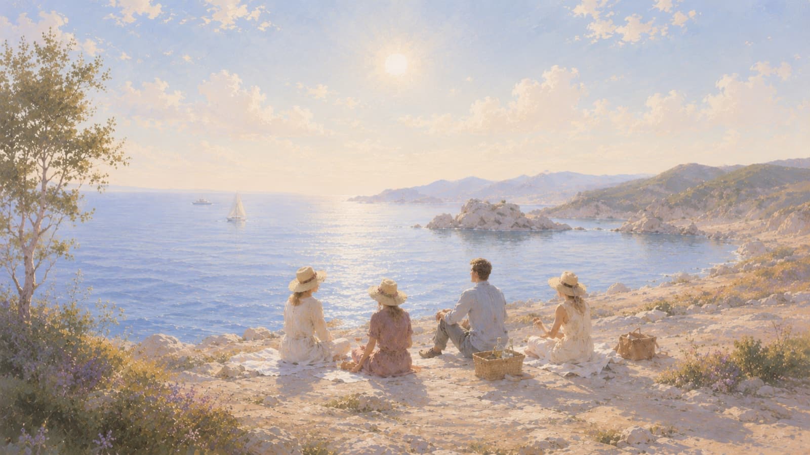 Terrace above the sea at noon