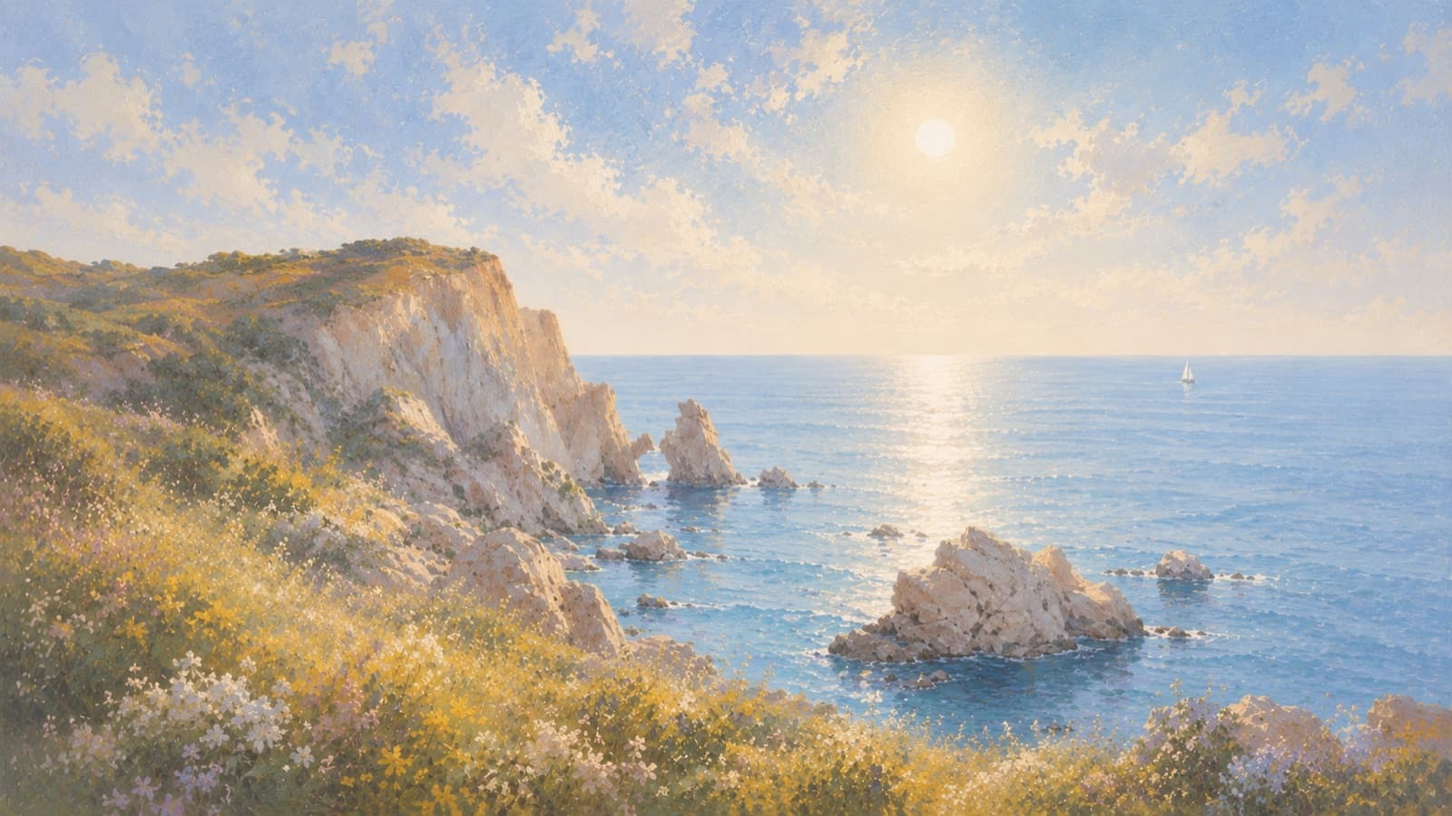 Chalk cliffs at noon